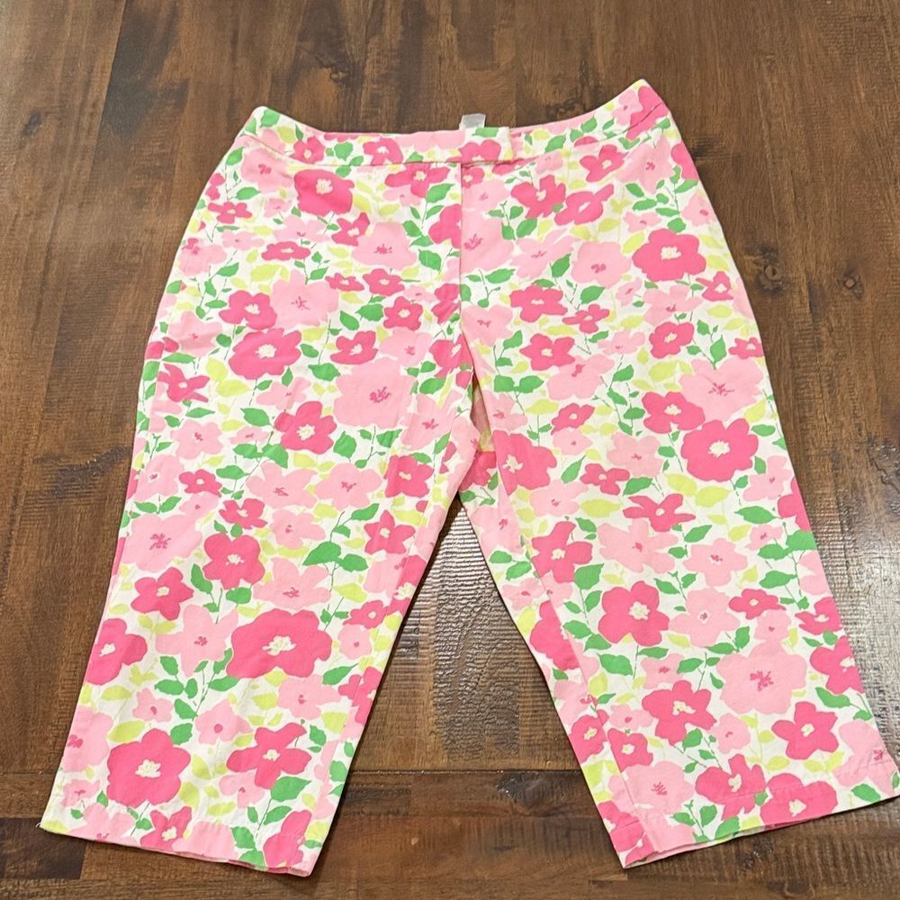 Liz Claiborne Sport  Pink and Green Floral Capris